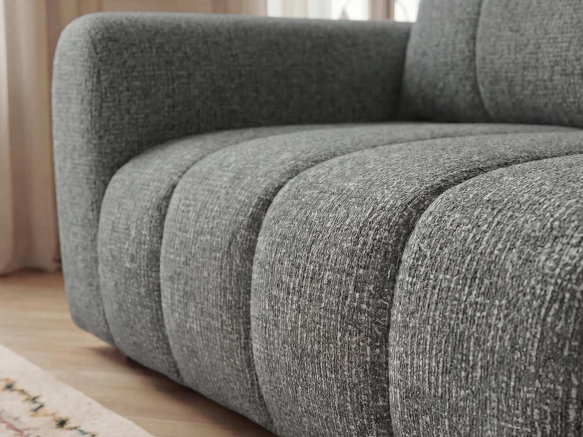 Bobochic Nesty Ecksofa in L-Form, 256 cm, mit Pouf Melange-Stoff Dunkelgrau Ecke rechts