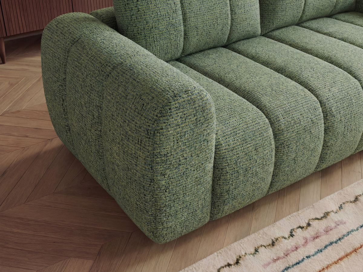 Bobochic Nesty Ecksofa in L-Form, 256 cm, mit Pouf Melange-Stoff Hellgrün Ecke rechts
