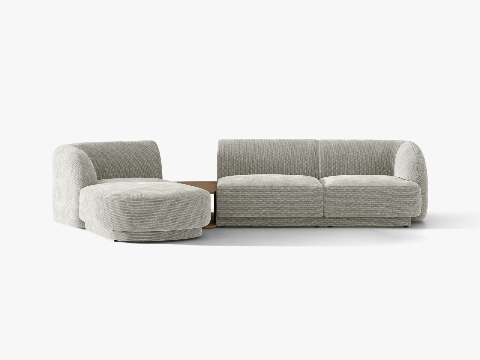 Micadoni Modulares Sofa Miley mit Recamiere 3-Sitzer Links Chenille Haga Hellgrau