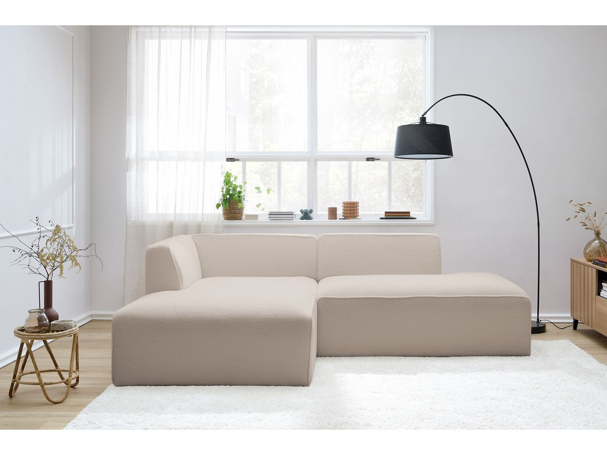 Bobochic Megeve Ecksofa Bouclé-Stoff Beige Ecke links