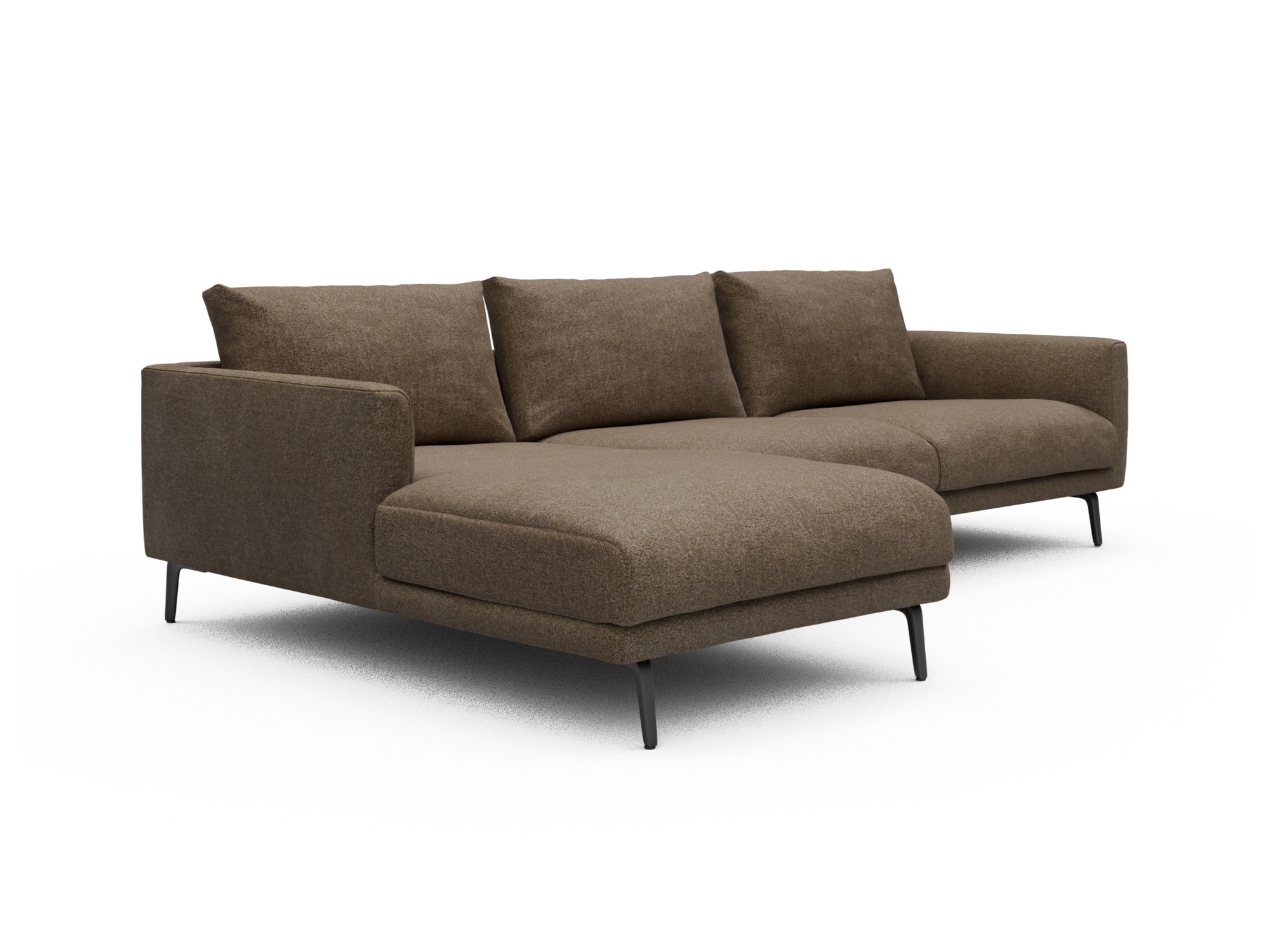 Skandi Home Ecksofa Karl Chaiselongue links mit 2,5-Sitzer Aivi-Khaki-Brown moebelfaktor