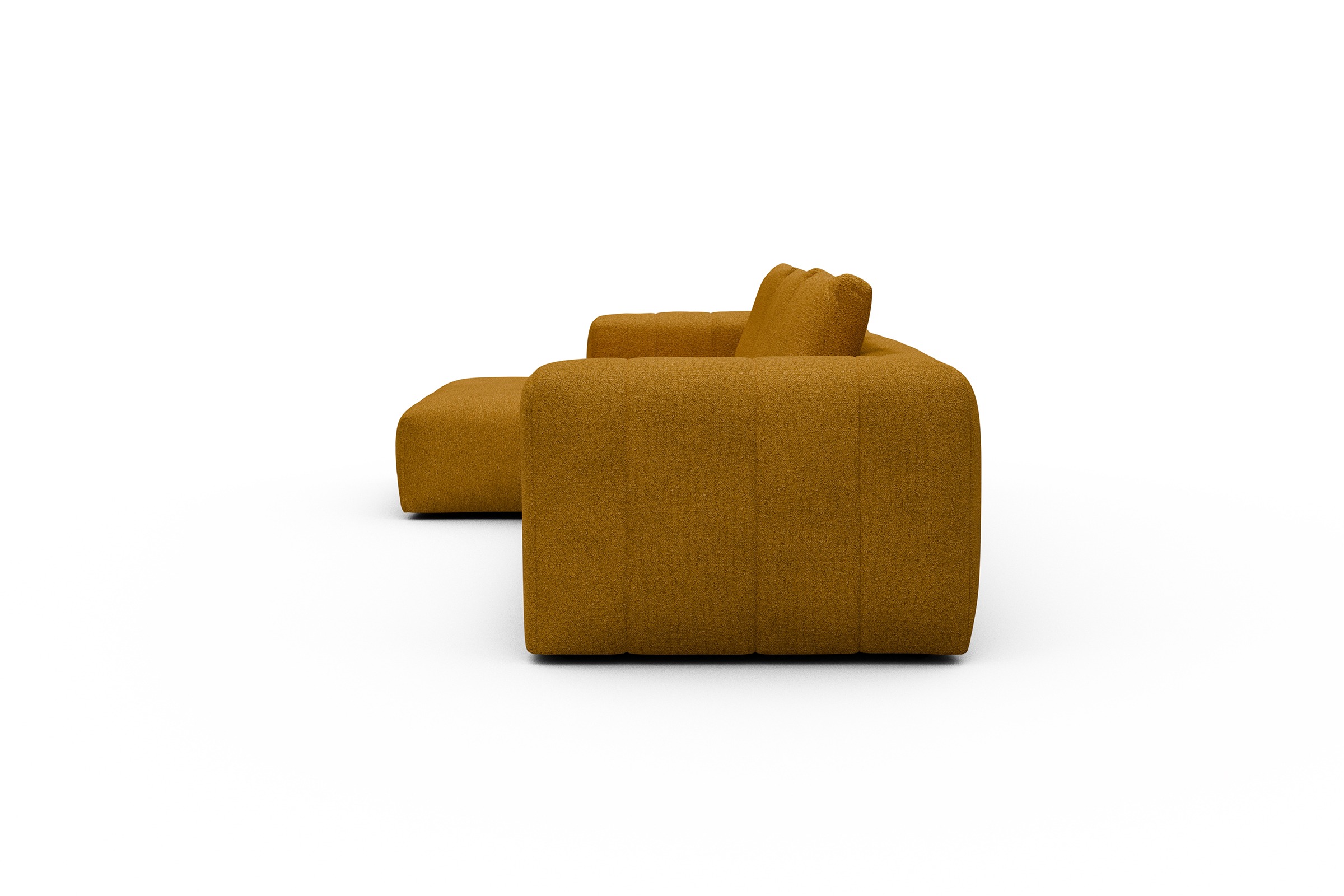 Ecksofa Hugo 2,5-Sitzer Armlehne rechts mit Chaiselongue Boucle-Ochre