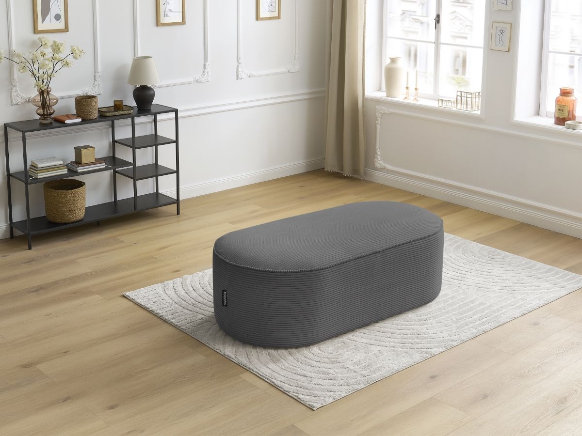 Bobochic Rousseau Pouf Cordsamt Dunkelgrau