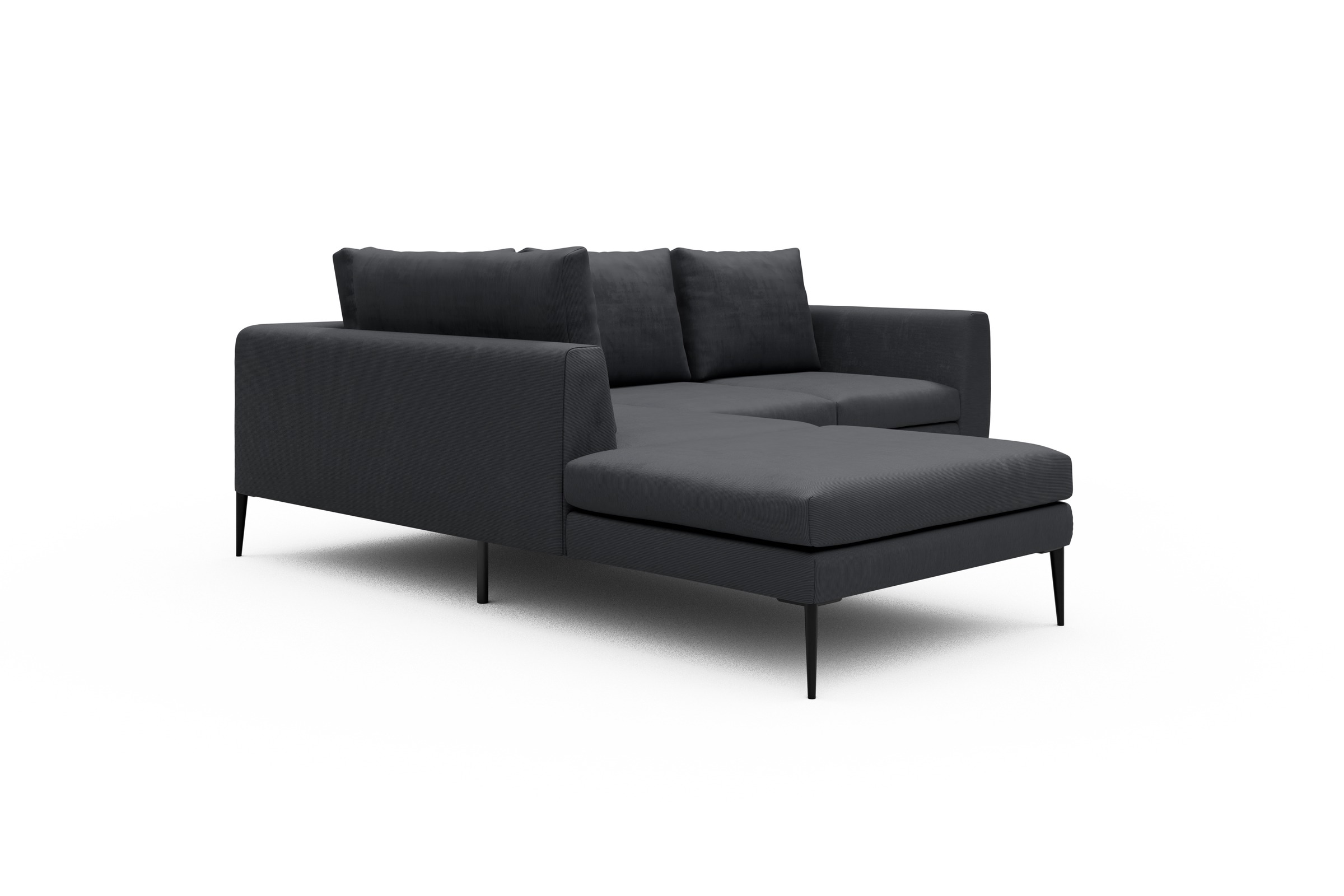 Ecksofa Paul Relax-Ecke links mit 2-Sitzer Cordufine-Slate-Grey