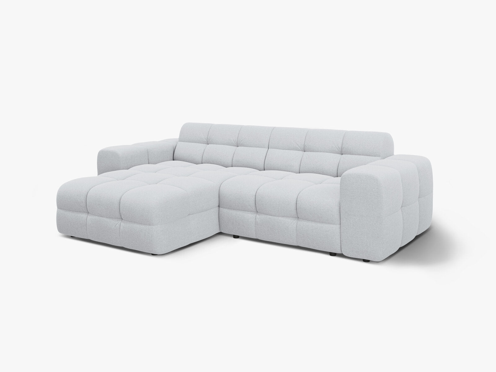 Micadoni Ecksofa Kendal 4-Sitzer Links Strukturierter Stoff Hellgrau