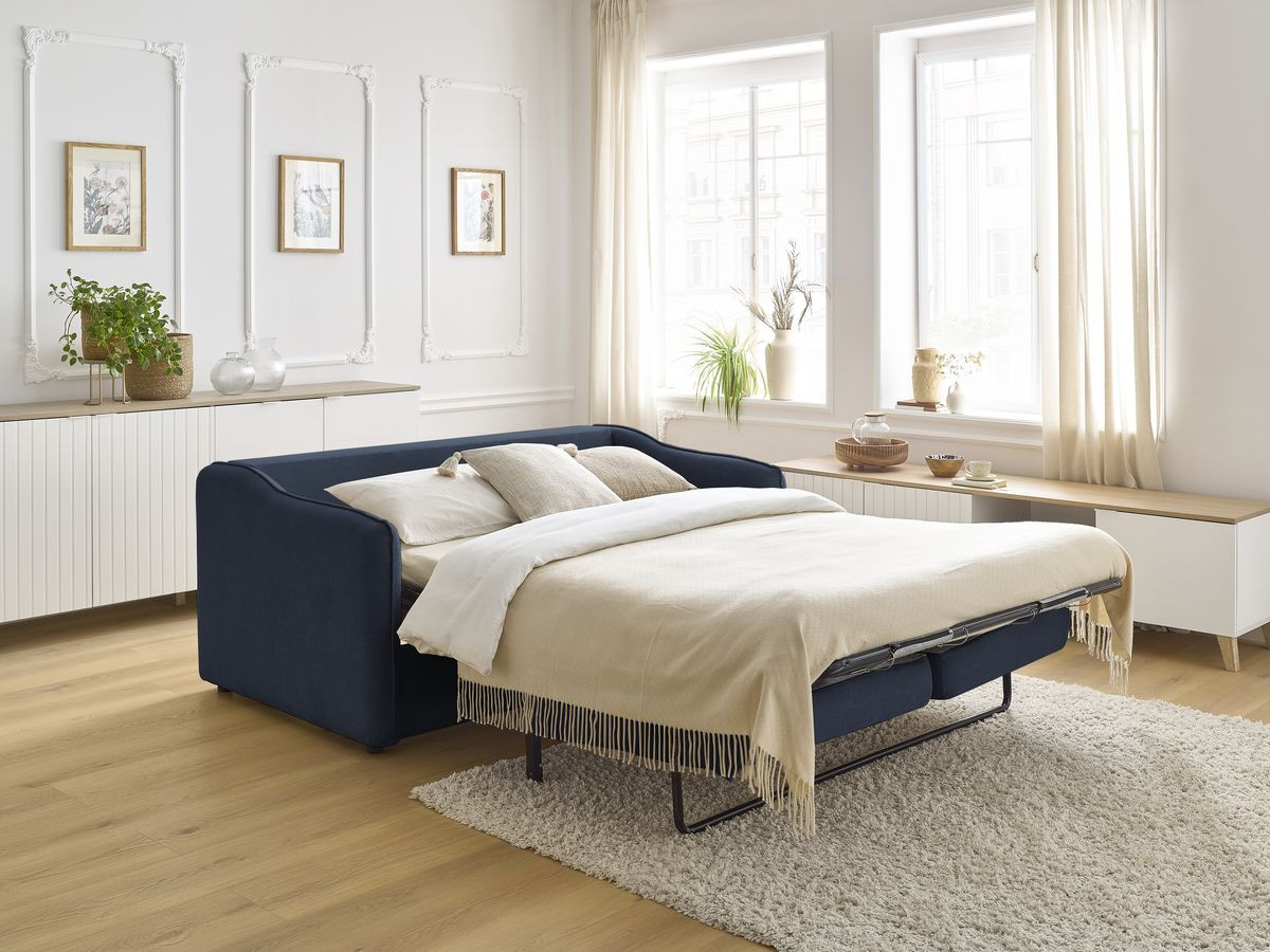 Bobochic Lenny Schlafsofa 3-Sitzer Stoff Dunkelblau