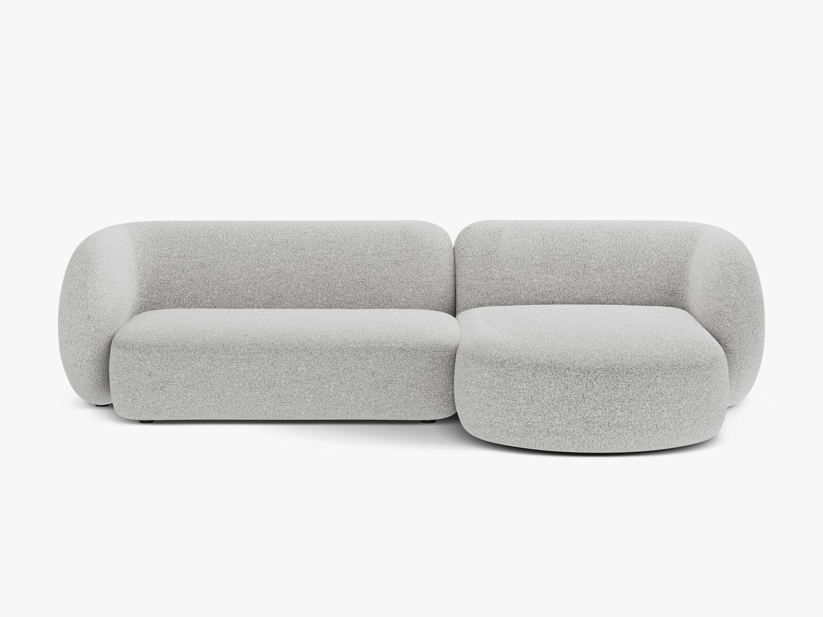 Micadoni Ecksofa Kate 3-Sitzer Rechts Strukturierter Stoff Hellgrau Melange