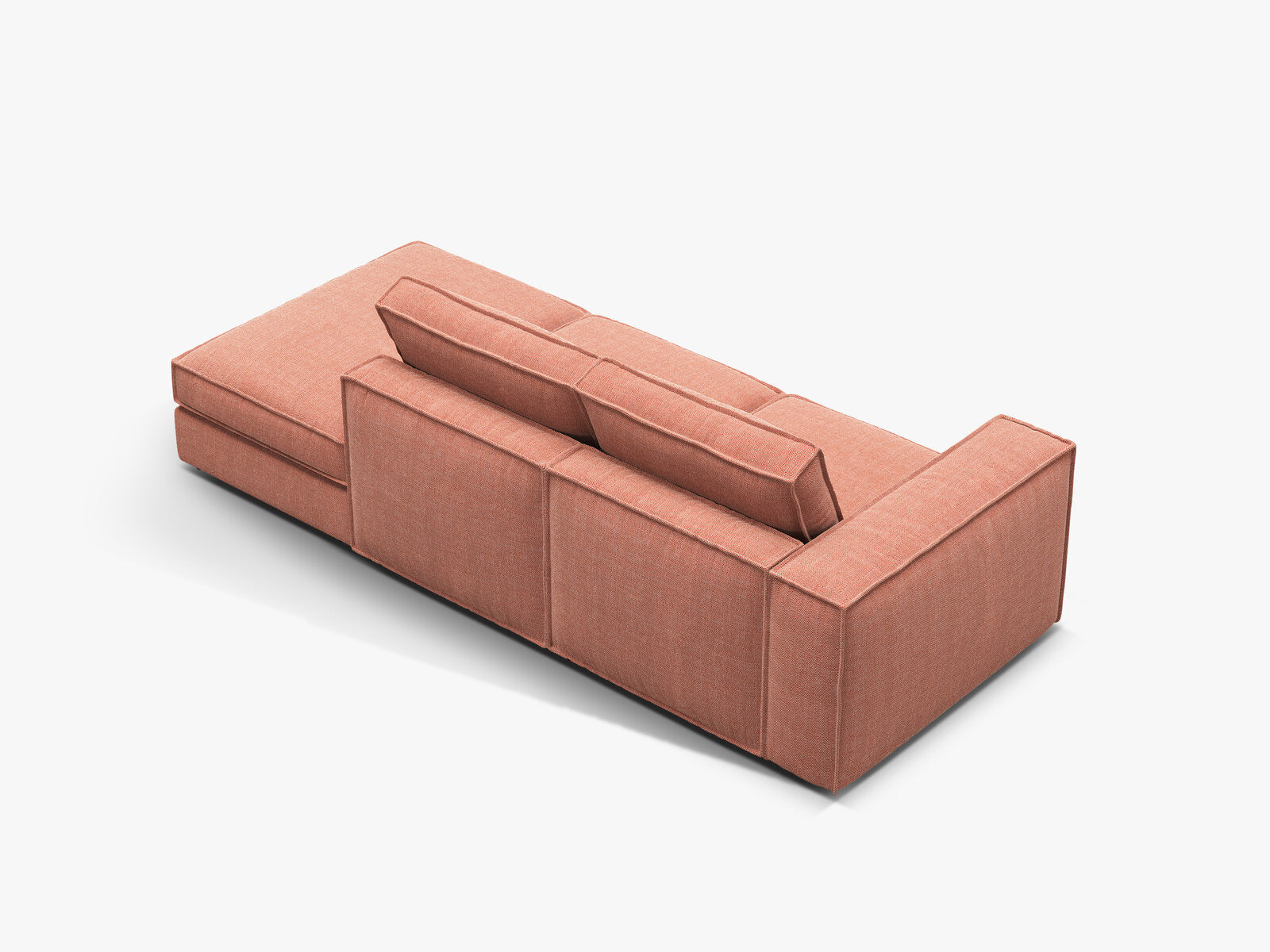 Micadoni modulares offenes Sofa Pola 3-Sitzer Rechts Strukturierter Stoff Babel Rot
