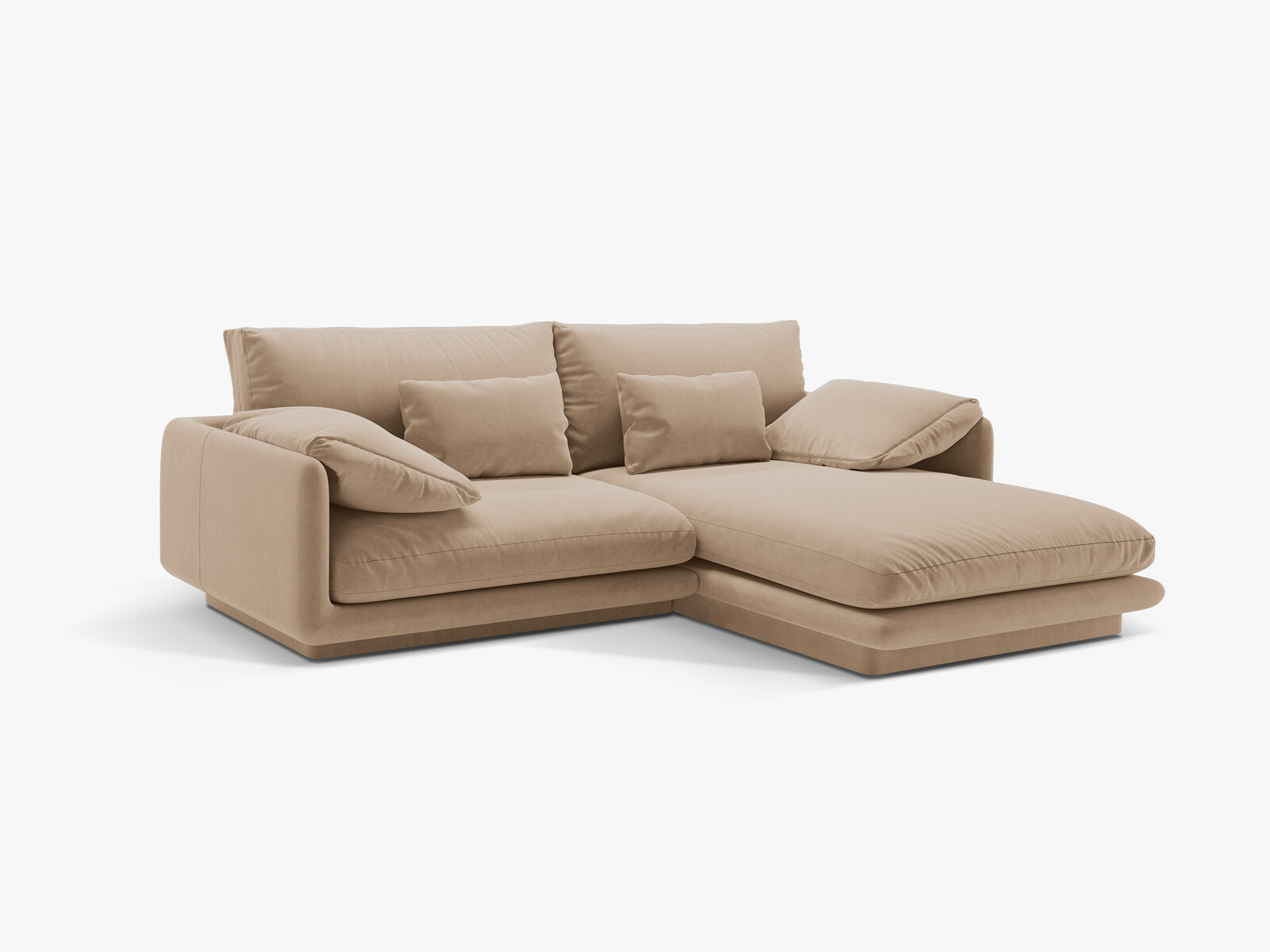 Micadoni Ecksofa Torino 3-Sitzer Rechts Samt Sand