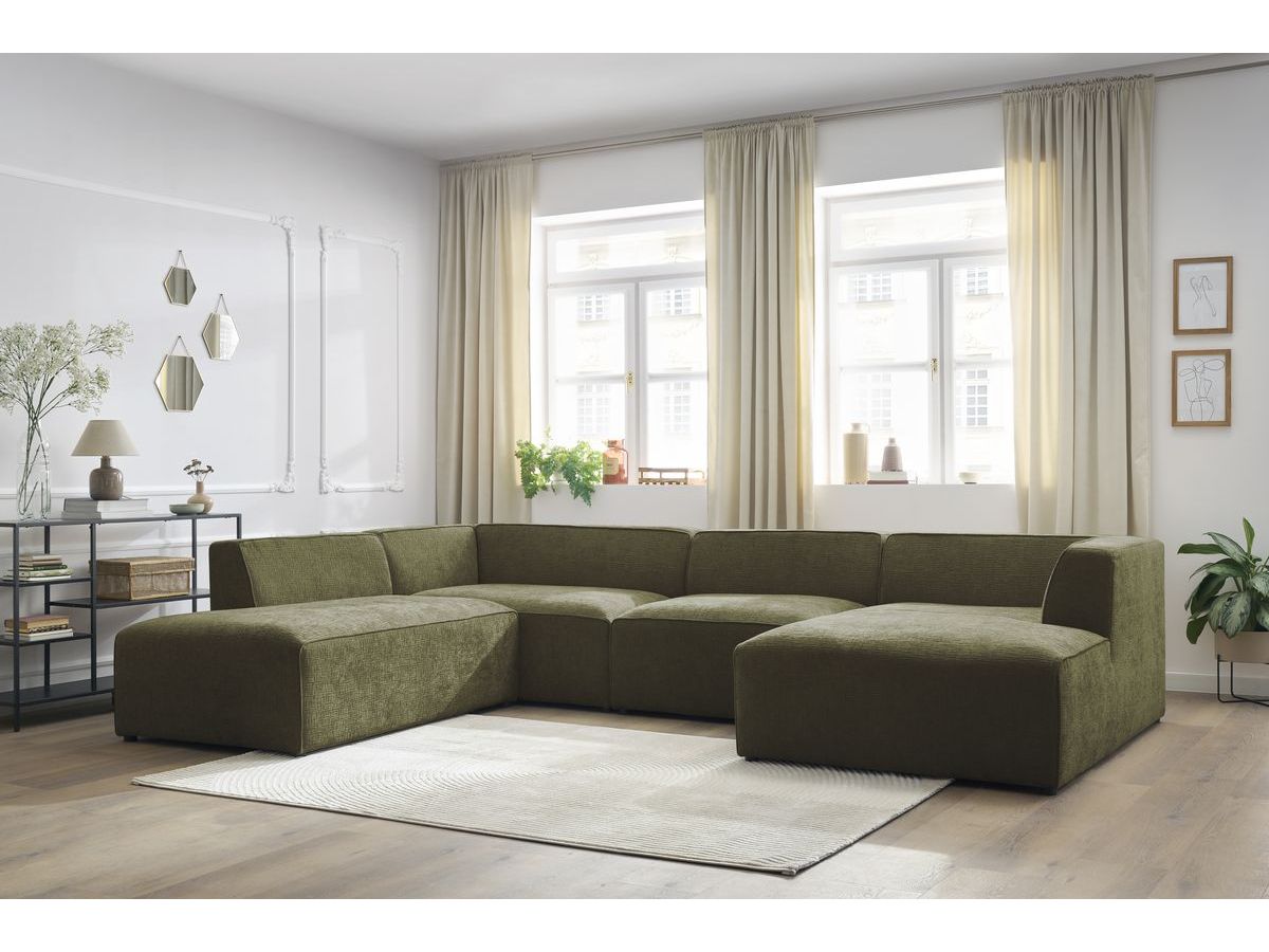 Bobochic Megeve Wohnlandschaft Strukturstoff Grün Ecke rechts