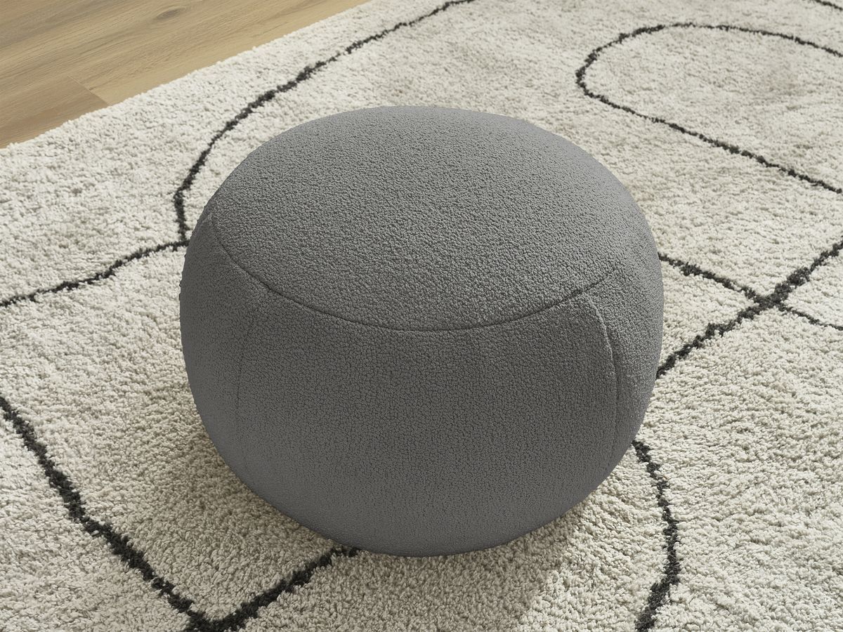 Bobochic Hayden Pouf, rund Bouclé-Stoff Dunkelgrau, 60 cm