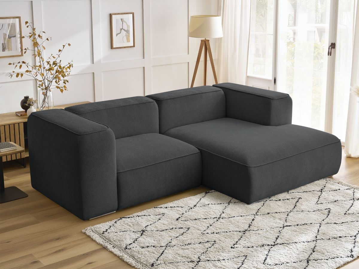 Bobochic Zephyr Ecksofa 260 × 165 cm Strukturstoff Dunkelgrau Ecke rechts