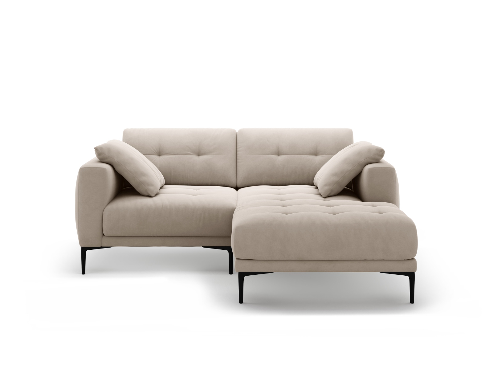 Micadoni Ecksofa Bemy 2-Sitzer Rechts Samt Beige