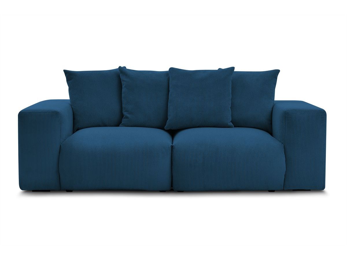 Bobochic Voltaire Sofa 3-Sitzer 248 × 100 cm Cordsamt Dunkelblau