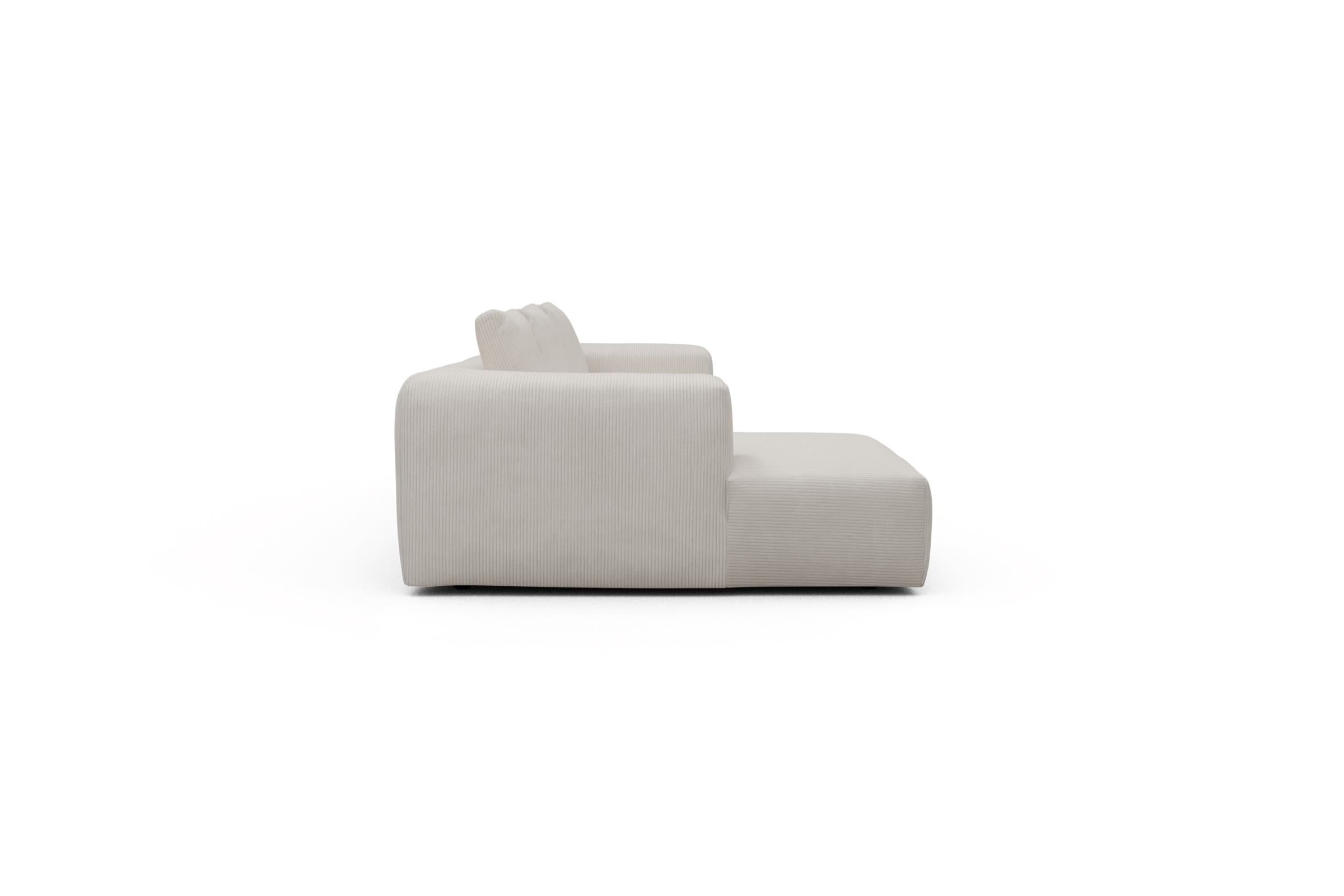 Ecksofa Fred Chaiselongue links mit 2,5-Sitzer Corduroy-Ivory