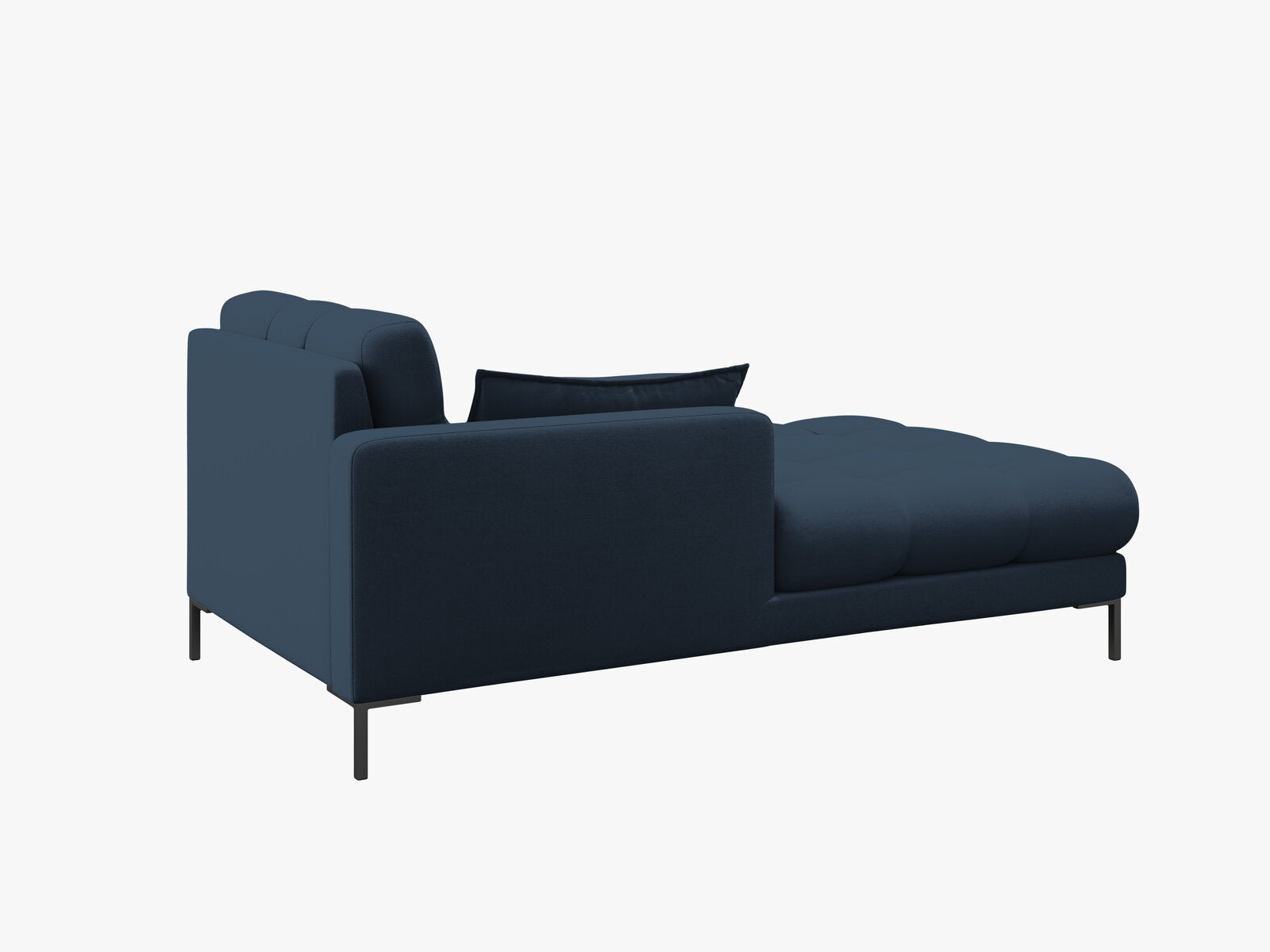 Micadoni Recamiere Mamaia 1-Sitzer Links Strukturierter Stoff Neve Blau schwarze Beine