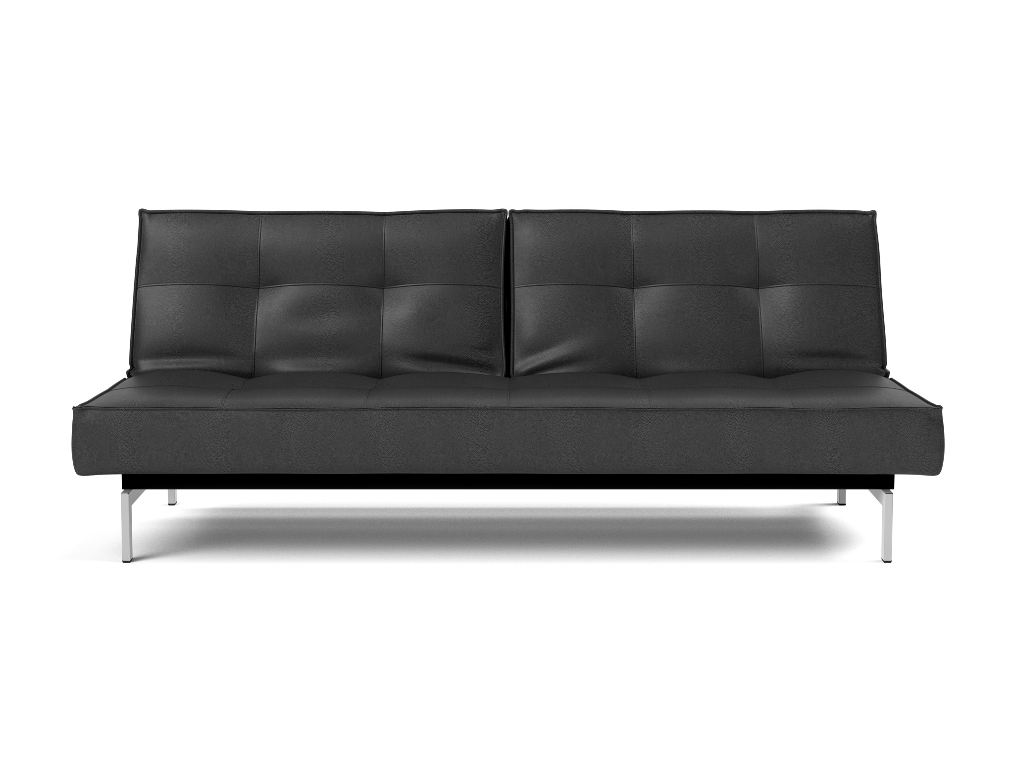 Schlafsofa Splitback Lederoptik Faunal 550-Black Beine Chrom