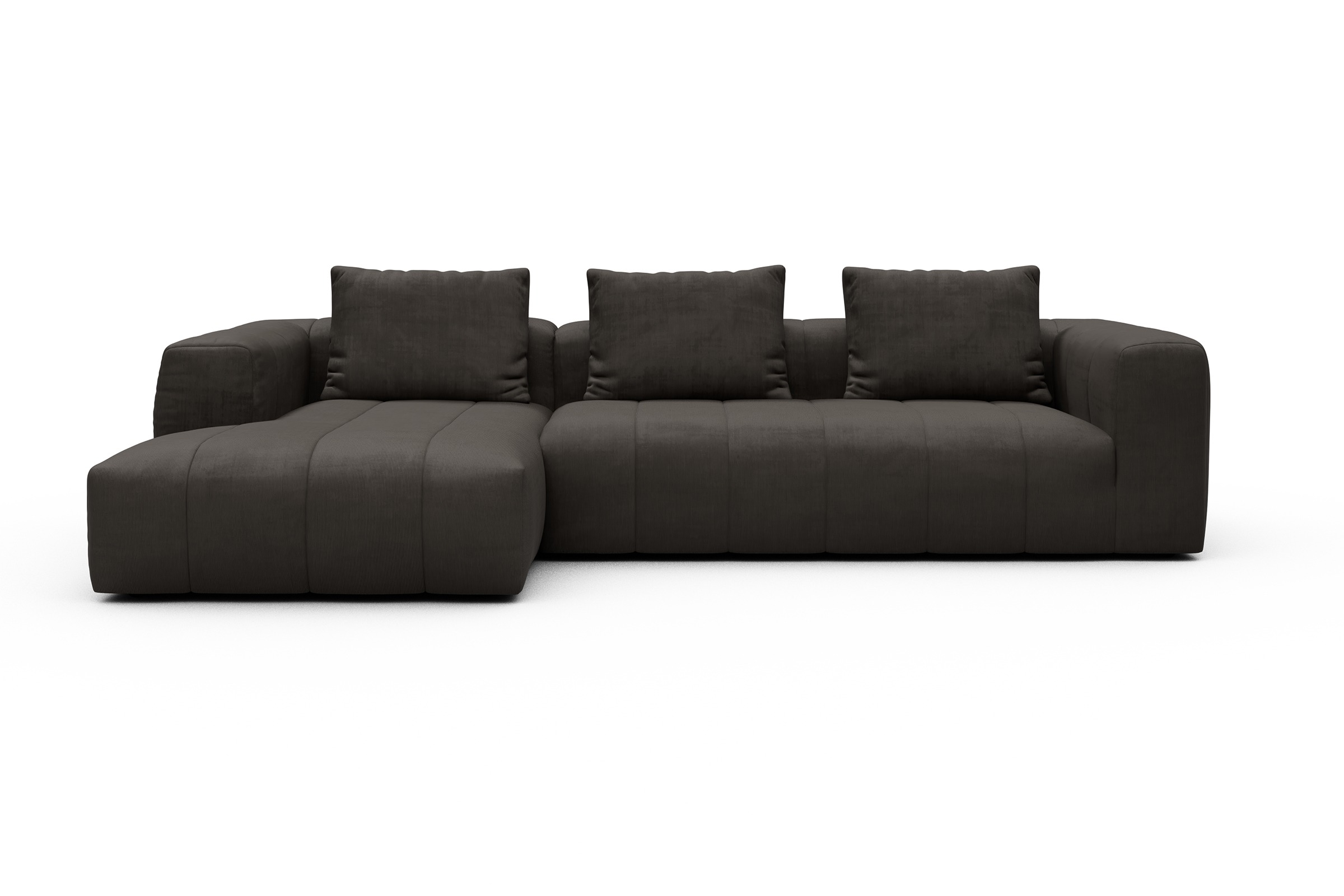 Ecksofa Hugo 2,5-Sitzer Armlehne rechts mit Chaiselongue Cordufine-Taupe