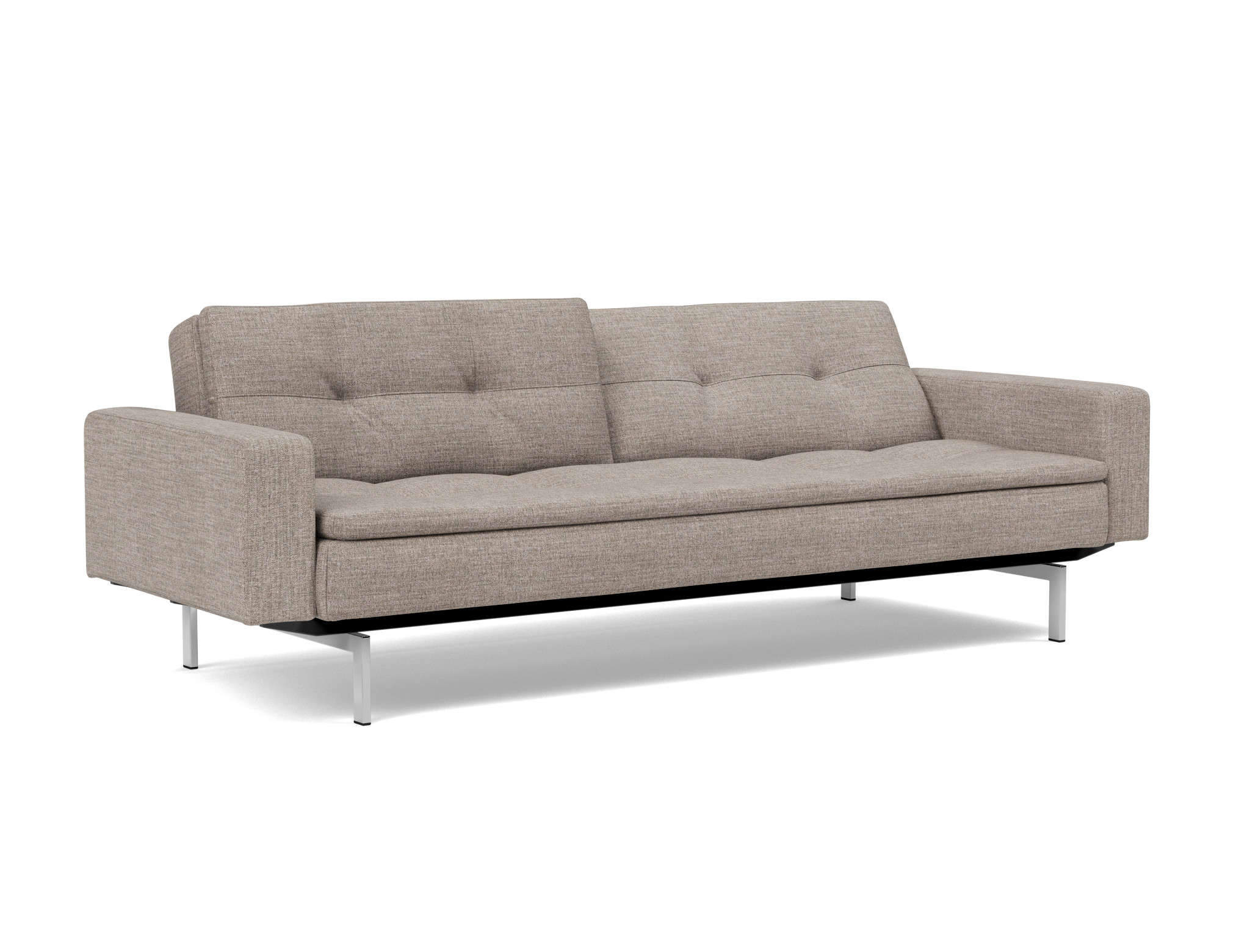 Schlafsofa Dublexo mit Armlehnen Chenille Yuveno 472-Warm-Grey Beine Chrom