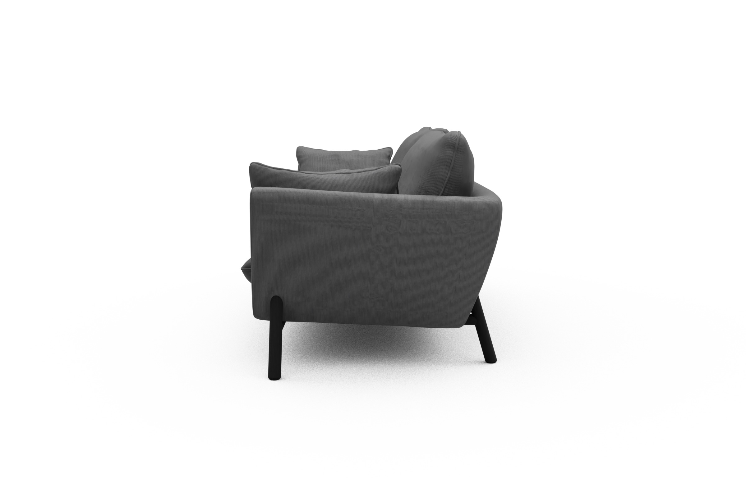 Sofa Emil 3-Sitzer Beinfarbe Eiche Schwarz Cordufine-Grey