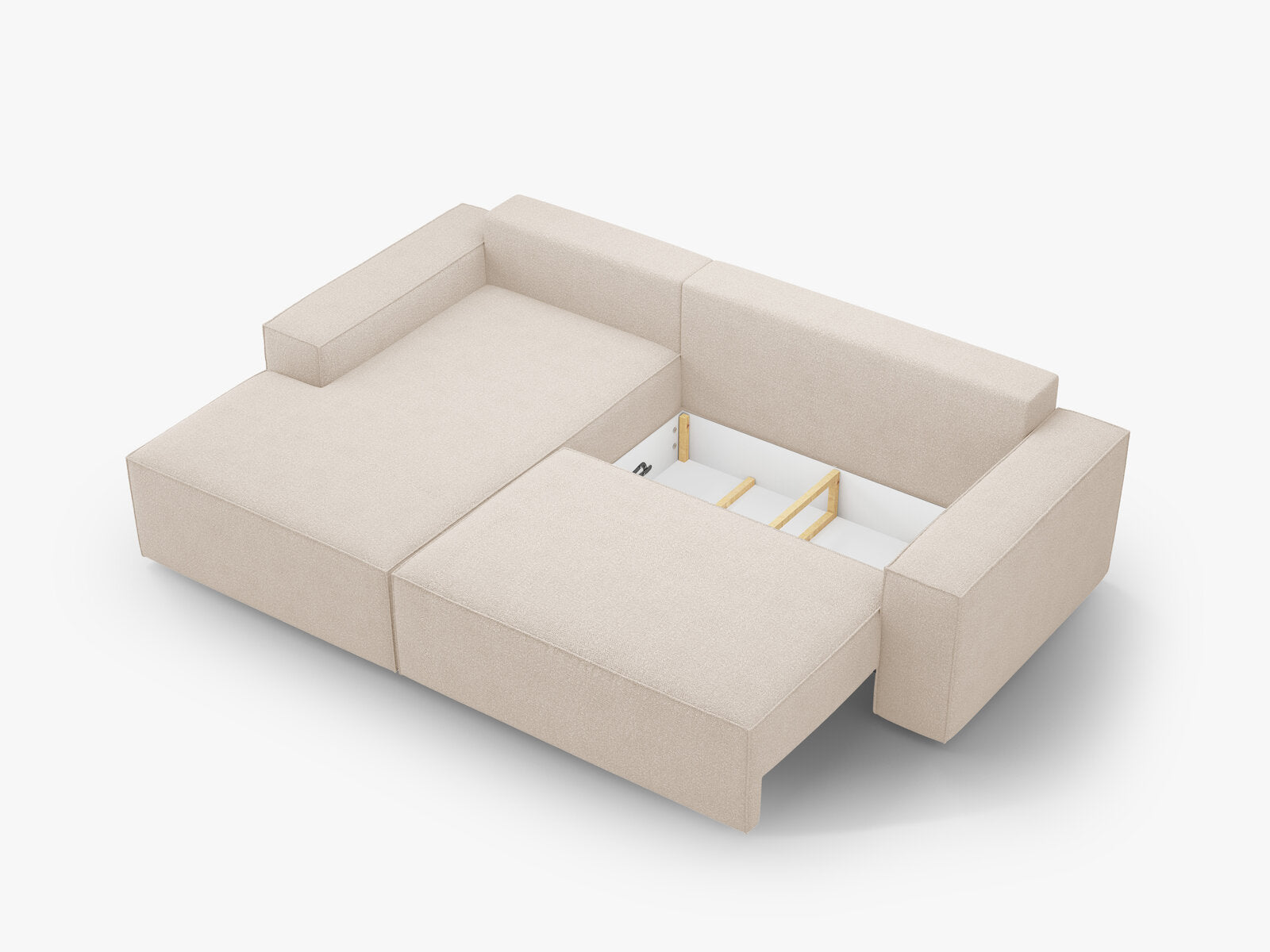Micadoni Schlaf-Ecksofa Jodie 3-Sitzer Links Boucle Beige