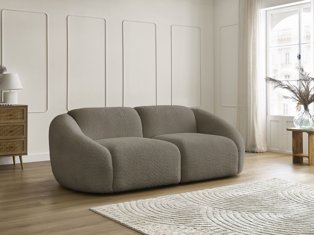 Bobochic Tina Sofa 2-Sitzer Bouclé-Stoff Taupe
