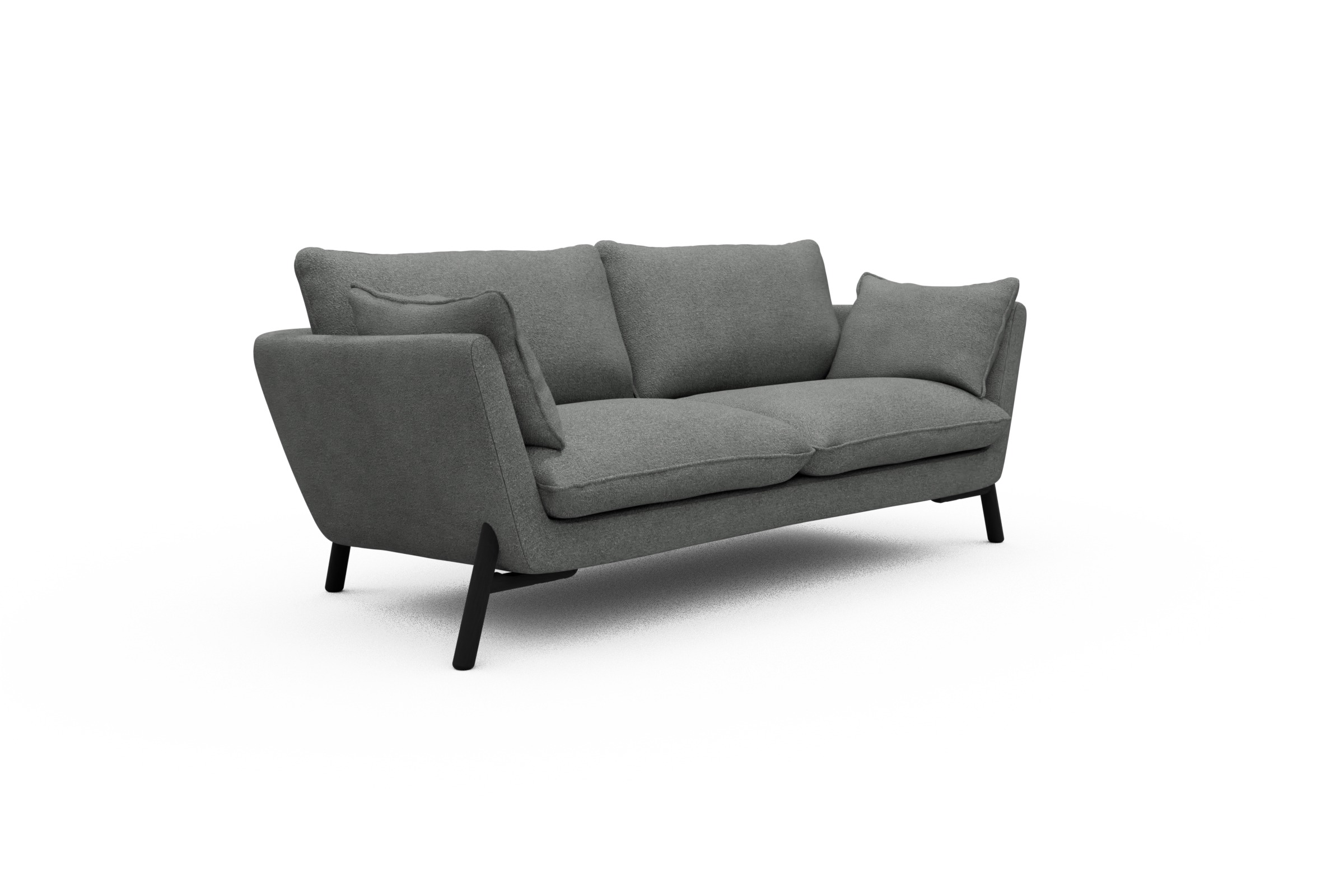 Sofa Emil 2-Sitzer Beinfarbe Eiche Schwarz Boucle-Ash-Grey