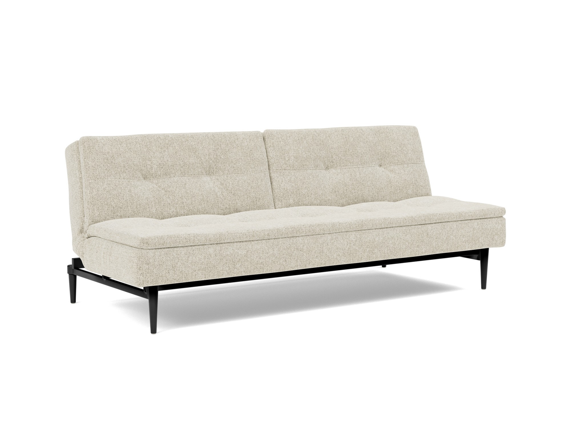 Schlafsofa Dublexo Strukturierter Stoff Taura 357-Off-White Beine Styletto Eiche schwarz