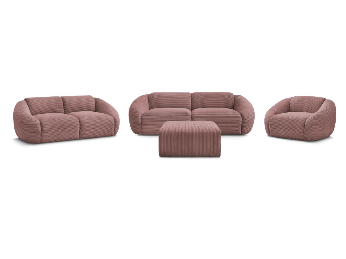 Bobochic Tina Sofa 7-Sitzer mit Pouf Cordsamt Rosa
