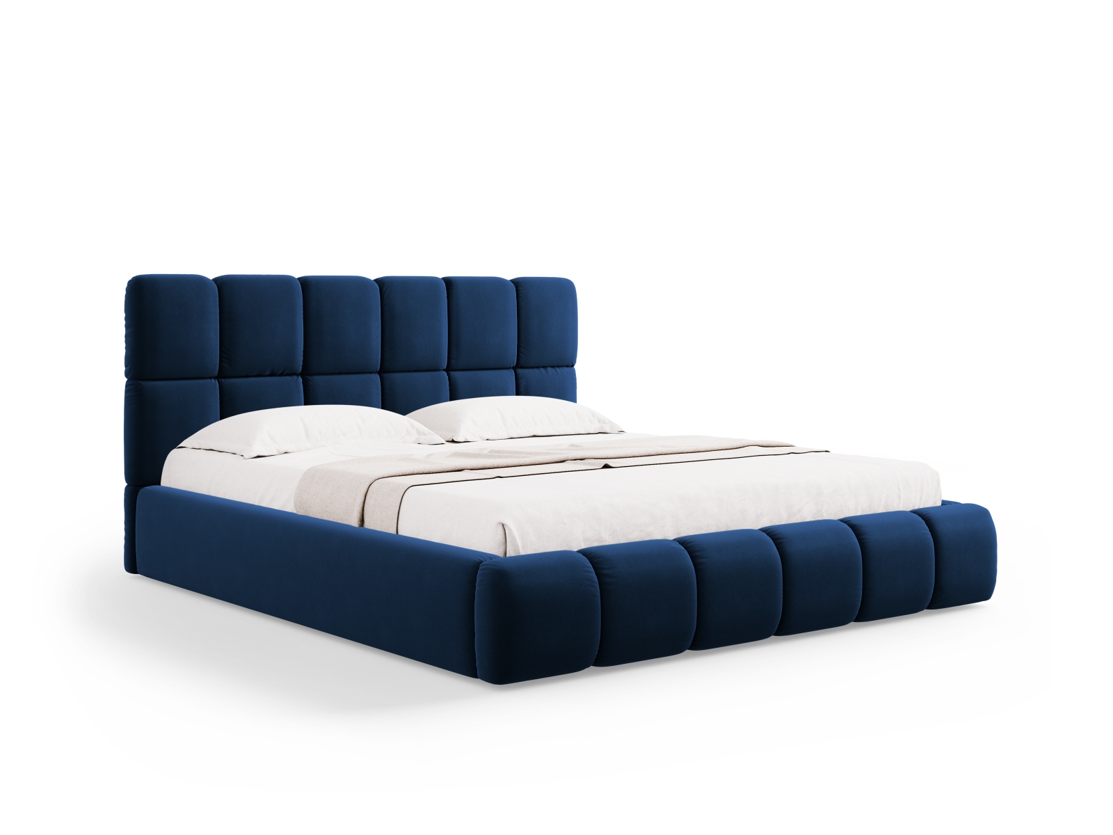 Micadoni Stauraumbett mit Kopfteil Bellis Samt Bluvel Königsblau 140x200