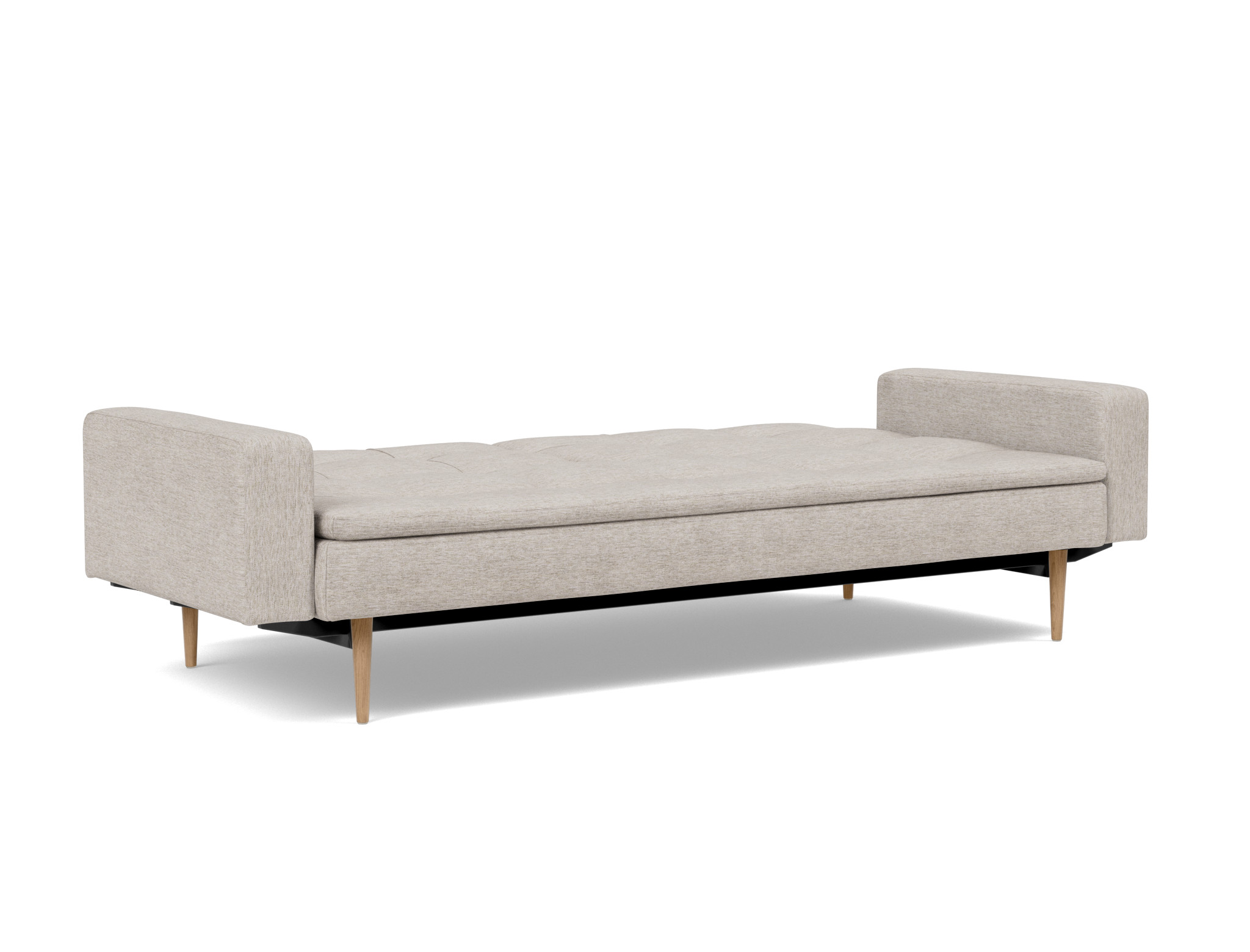 Schlafsofa Dublexo mit Armlehnen Chenille Yuveno 471-Sand Beine Styletto Eiche hell