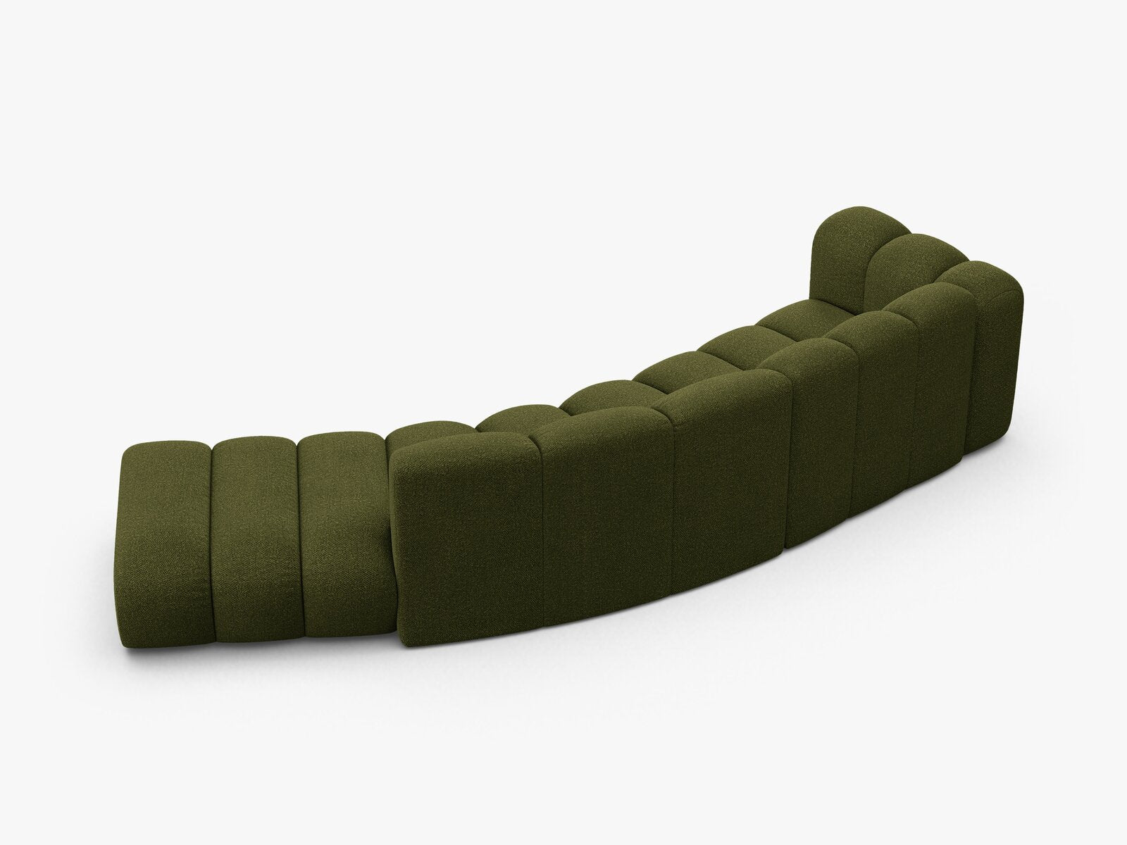 Micadoni Modulares Sofa Lupine 5-Sitzer Rechts Boucle Baloo Dunkel-Olivgrün