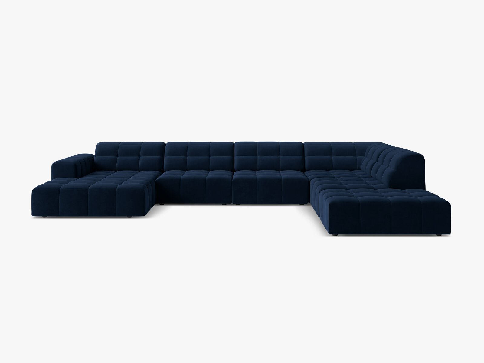 Micadoni Panorama Ecksofa Jennifer 7-Sitzer Rechts Samt Bluvel Königsblau