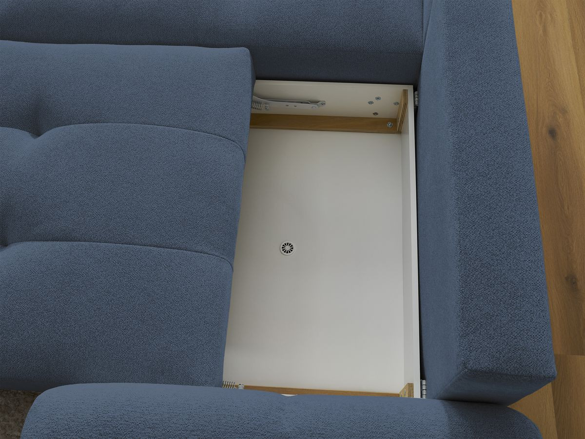 Bobochic Roxelane Ecksofa mit Schlaffunktion und Bettkasten 258 × 150 cm Melange-Stoff Dunkelblau Ecke links