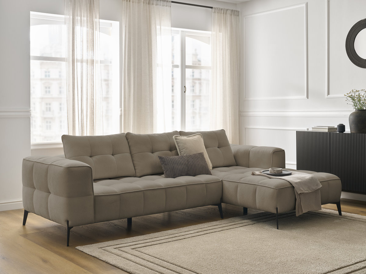 Bobochic Anis Ecksofa Strukturstoff Taupe Ecke rechts