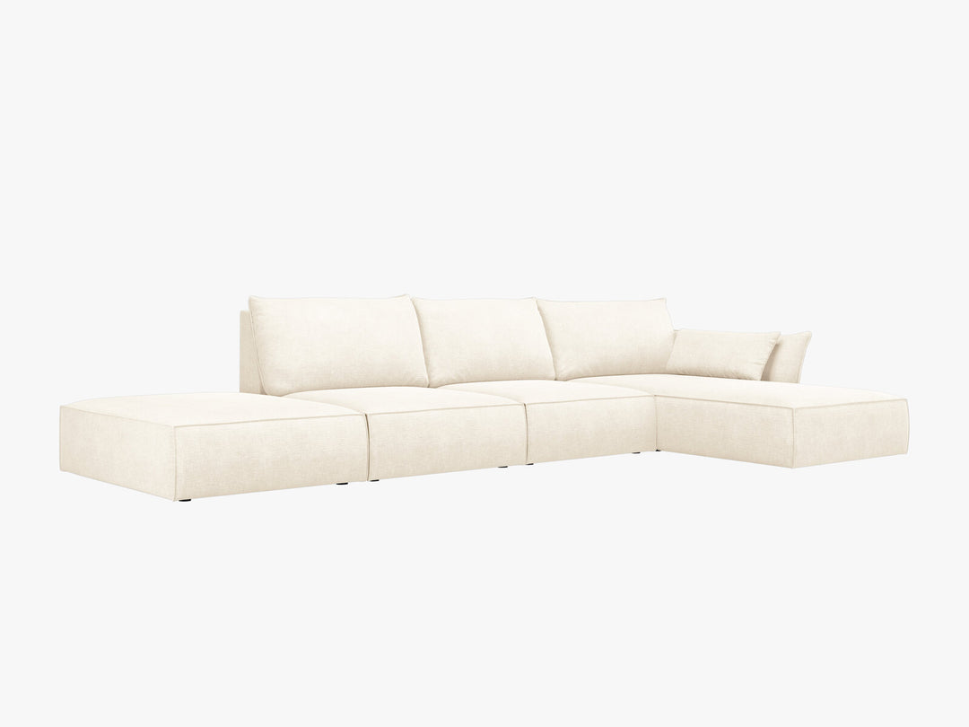 Micadoni Ecksofa Kaelle 5-Sitzer Rechts Chenille Over The Horizon Helles Beige