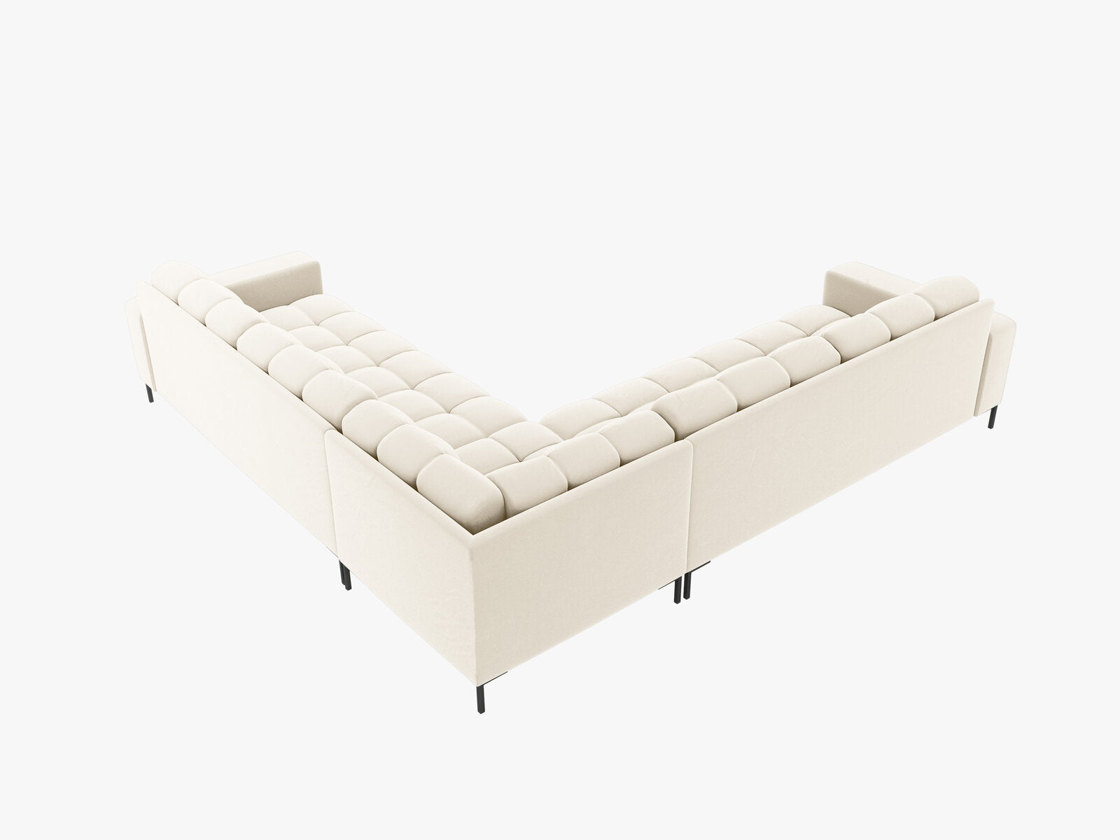 Micadoni Symmetrisches Ecksofa Mamaia 6-Sitzer Samt Bluvel Helles Beige schwarze Beine