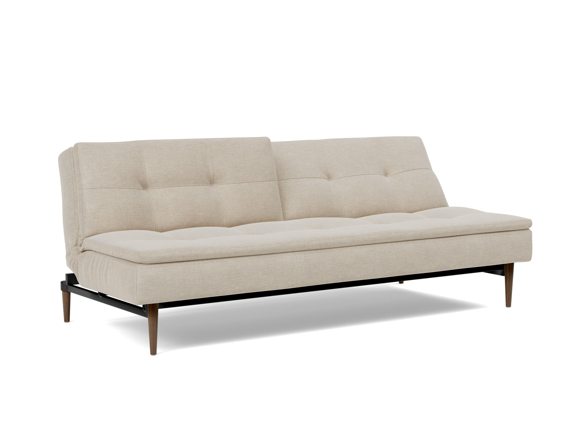 Schlafsofa Dublexo Flachgewebe Phobos 586-Latte Beine Styletto Eiche dunkel