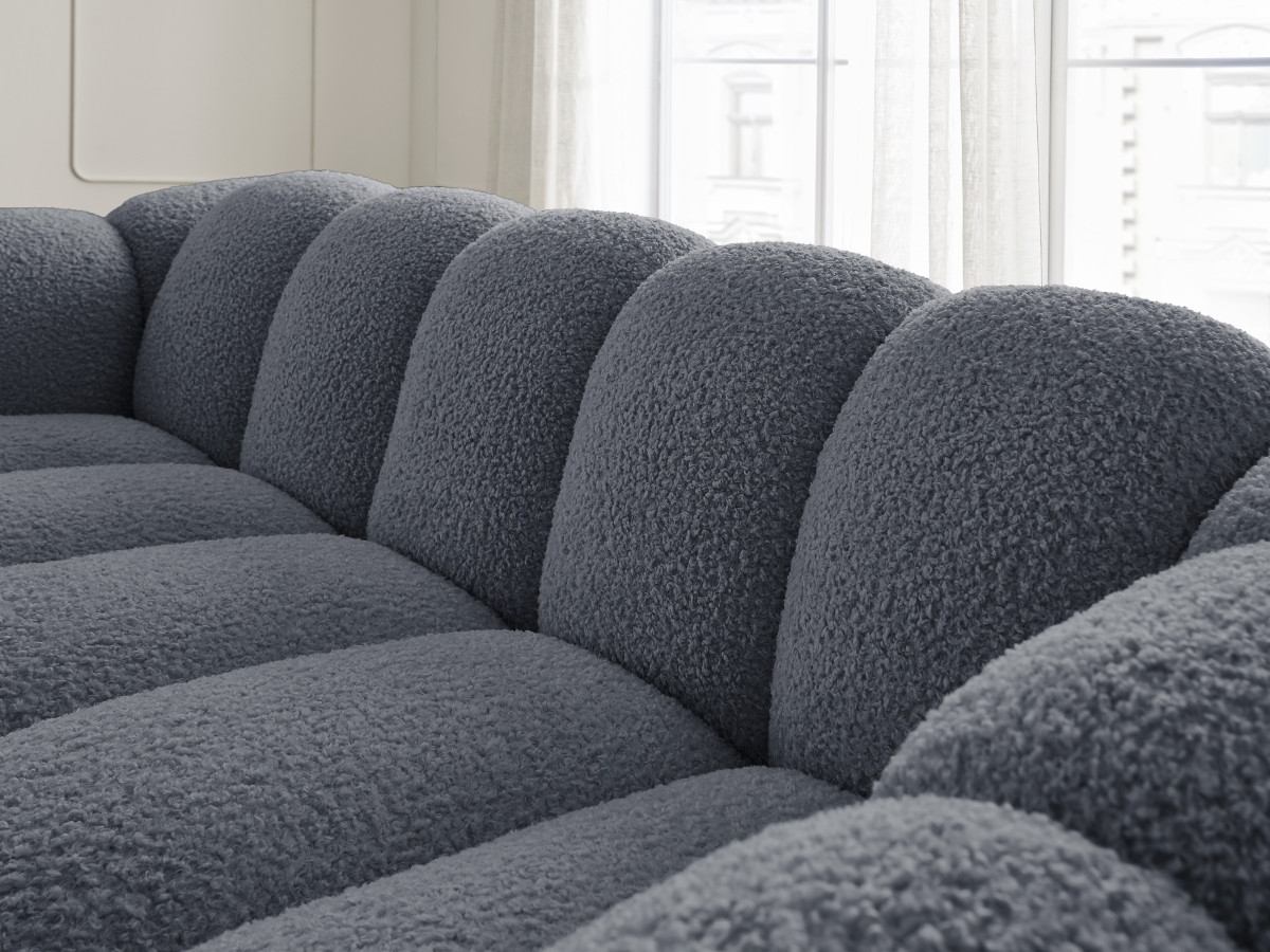 Bobochic Hippolyte Sofa 3-Sitzer Bouclé-Stoff Dunkelgrau