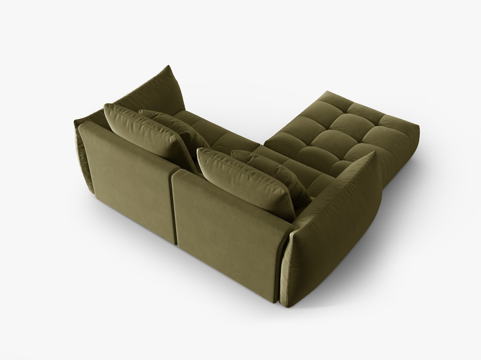 Micadoni Ecksofa Bloom 3-Sitzer Samt Hellgrün