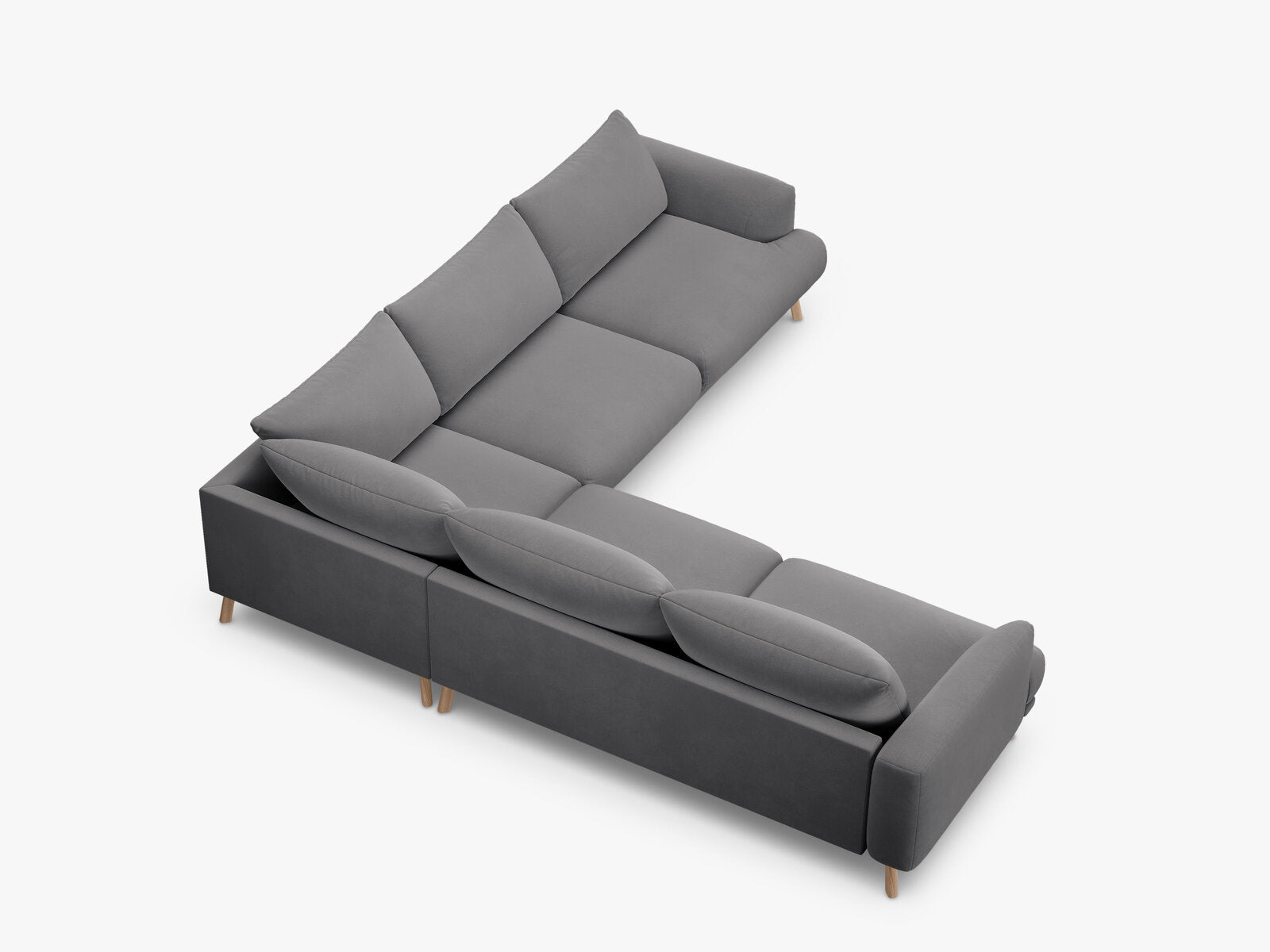Micadoni symmetrisches Ecksofa Naomi 5-Sitzer Samt Salvador Grau