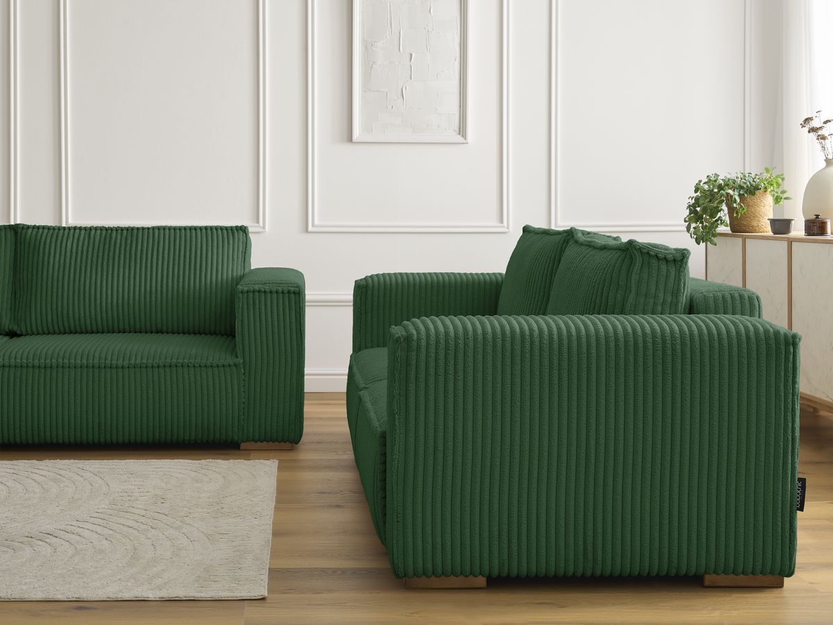 Bobochic Chelsea Sofa 5-Sitzer Breitcord weich Grün