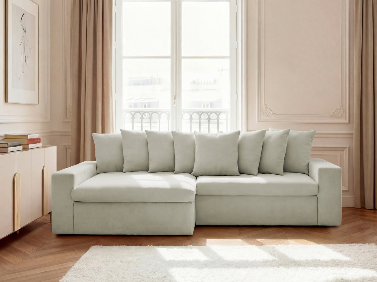 Bobochic Enore Ecksofa 330 × 100 cm Stoff Beige Ecke links