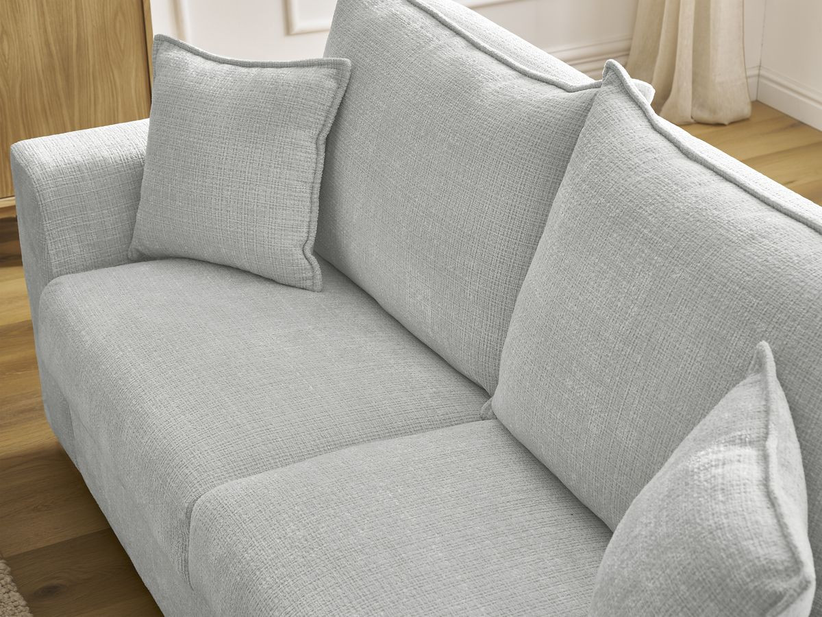 Bobochic Augustin Schlafsofa 3-Sitzer Strukturstoff Hellgrau, Liegefläche 160 × 200 cm