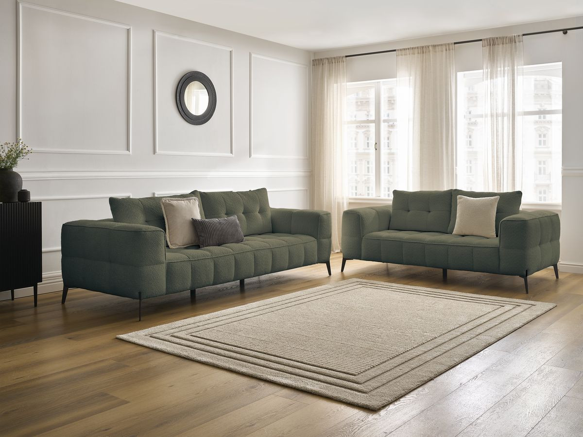 Bobochic Anis Sofa 5-Sitzer Bouclé-Stoff Grün