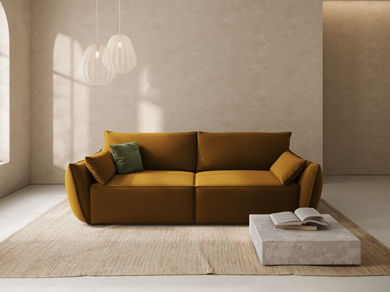 Micadoni Kaelle Sofa Mit Bettfunktion Und Stauraum Samt Bluvel Gelb