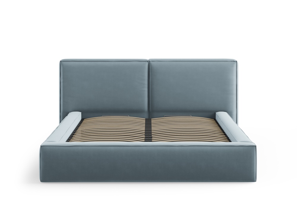 Cosmopolitan Design Stauraumbett mit doppeltem Kopfteil Arendal 200x200 Samt Bluvel Hellblau