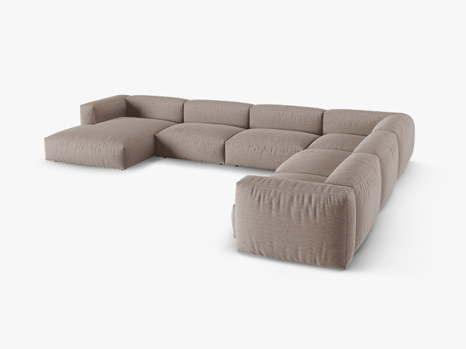 Micadoni modulares Ecksofa XL Martina 6-Sitzer 90cm Sitztiefe Rechts Strukturierter Stoff Boston Dunkelbeige