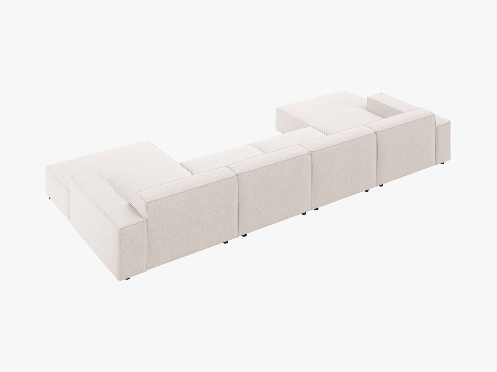 Micadoni Panorama-Sofa Jodie 6-Sitzer Strukturierter Stoff Megan Helles Beige
