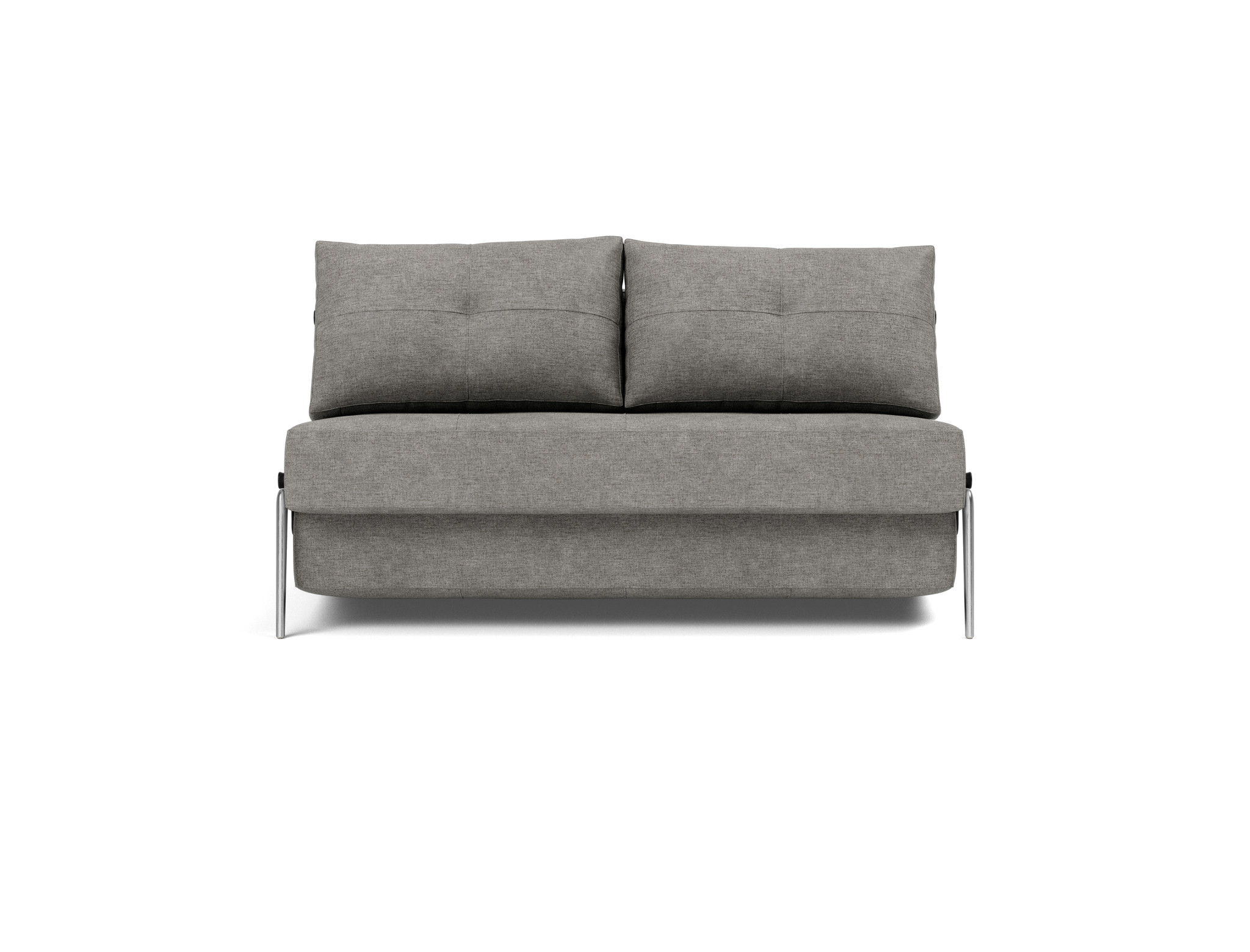 Schlafsofa Cubed 140 Flachgewebe Avella 282-Warm-Grey Beine Aluminium